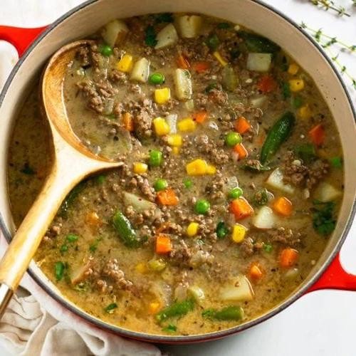 Ground Beef and Bone Marrow Soup