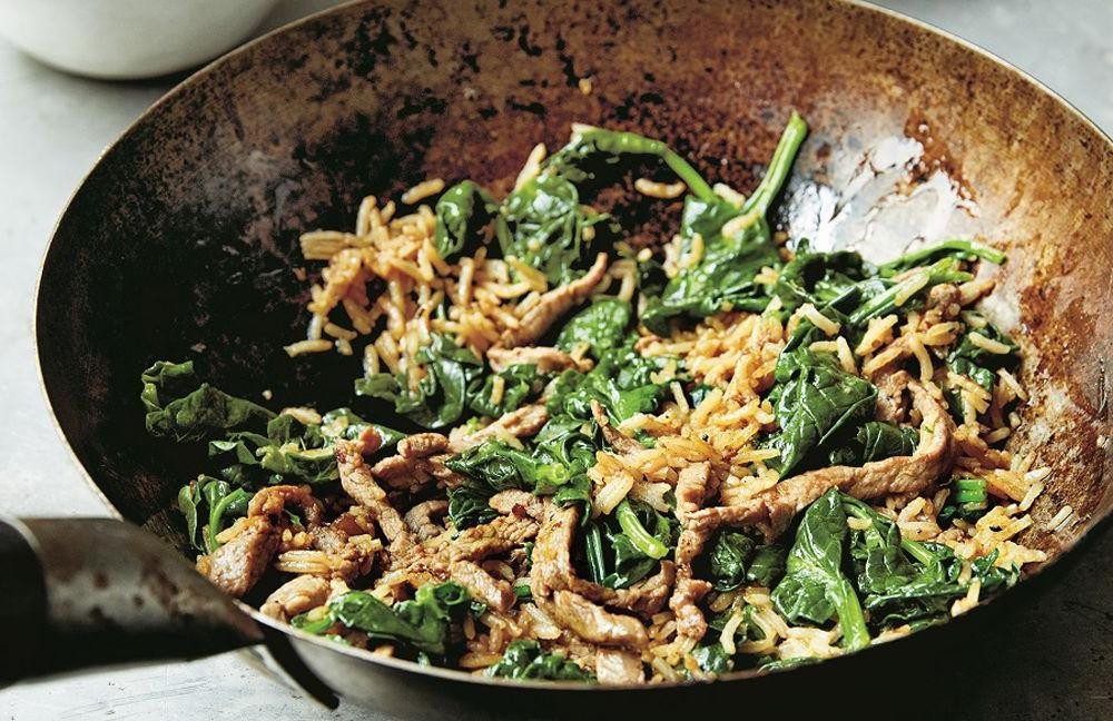 Ground Beef and Spinach Stir Fry