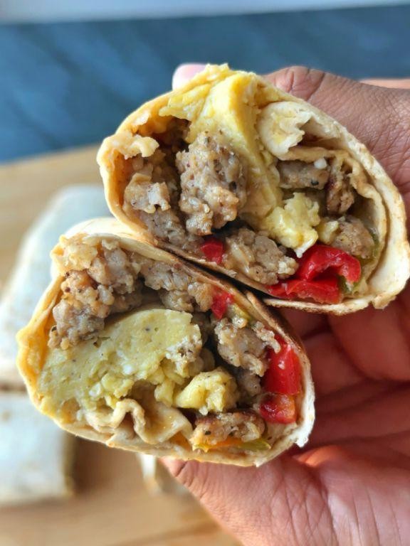 Ground Chicken Sausage Breakfast Burritos