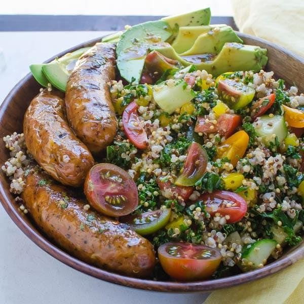 Ground Chicken Sausage and Avocado Salad