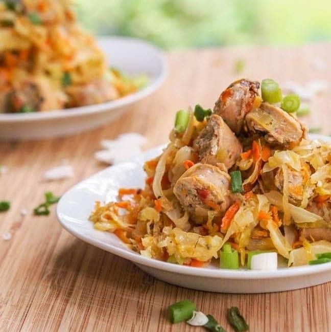 Ground Chicken Sausage and Cabbage Stir Fry