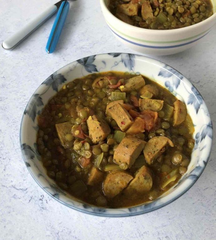 Ground Chicken Sausage and Lentil Stew