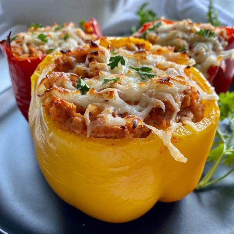 Ground Chicken Sausage and Rice Stuffed Peppers