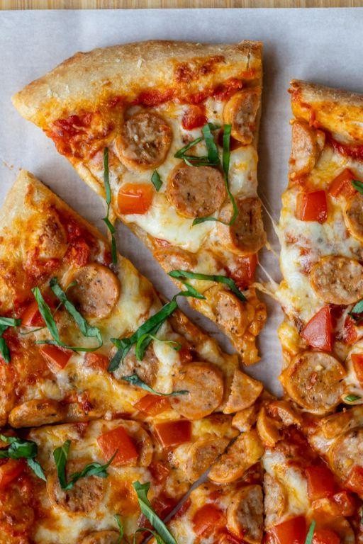 Ground Chicken Sausage and Tomato Basil Pizza