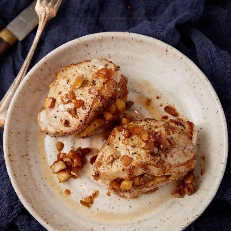 Ground Ham and Apple Stuffed Pork Chops