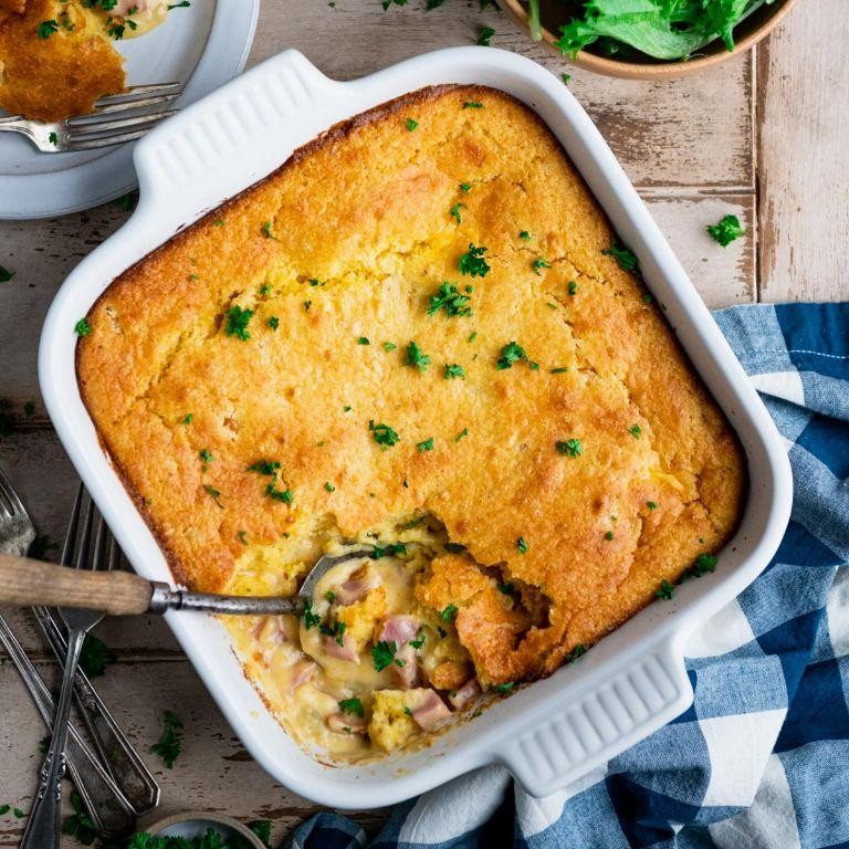 Ground Ham and Cornbread Skillet