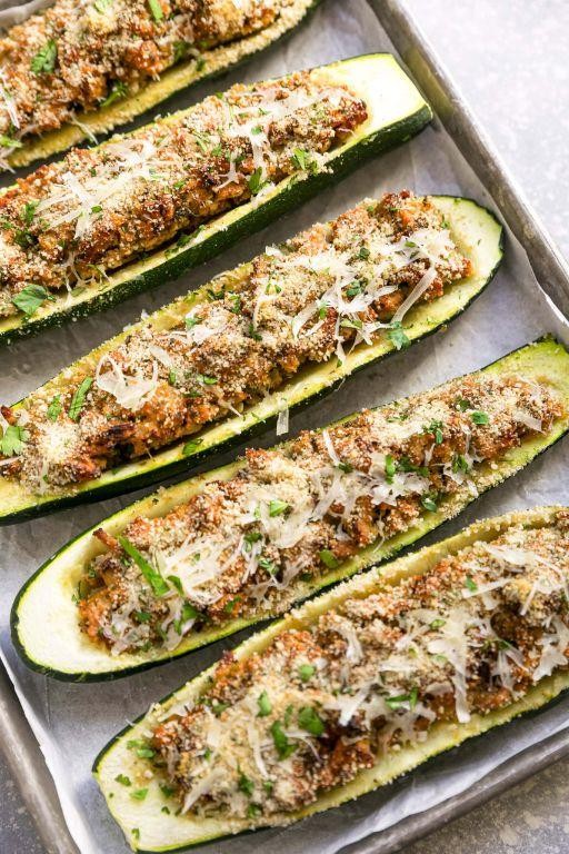 Ground Turkey Stuffed Zucchini