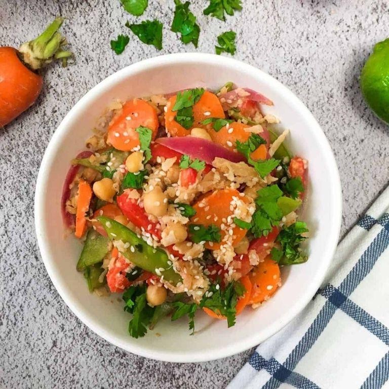 Gujarati Style Cauliflower Rice with Peanuts