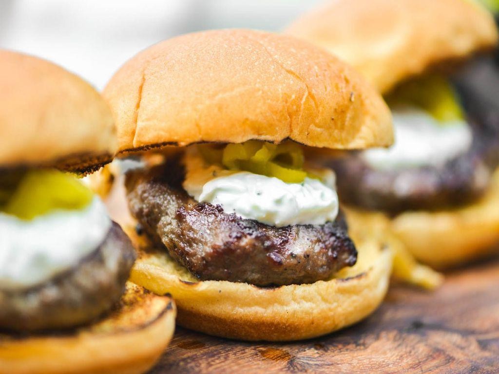 Gyro Burgers with Tzatziki Spread