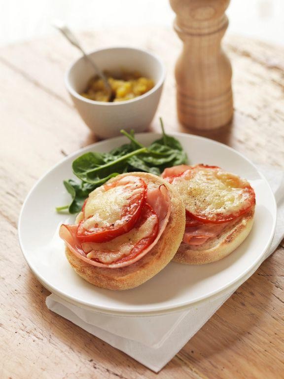 Ham and Swiss English Muffin Melts