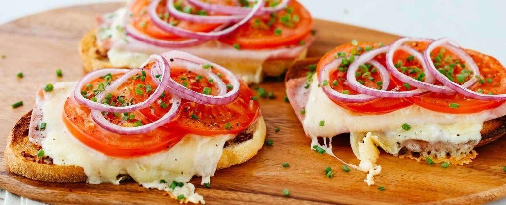 Ham and Swiss Open Faced Sandwich