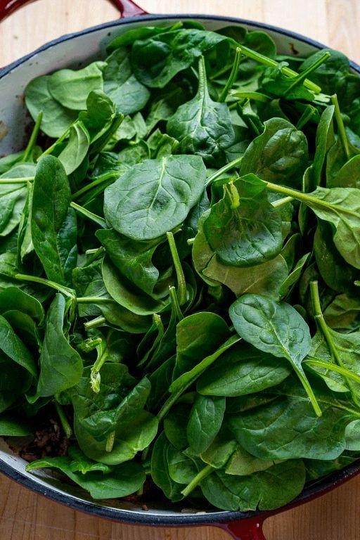Hamburger Skillet with Spinach and Feta