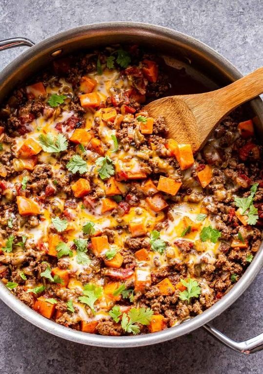Hamburger Skillet with Sweet Potatoes