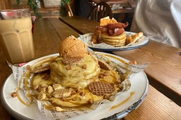 Haystack Pancakes with Maple Syrup