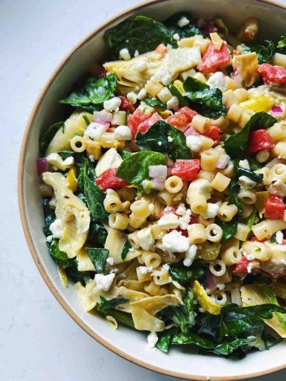 Healthy Ditalini with Spinach and Feta