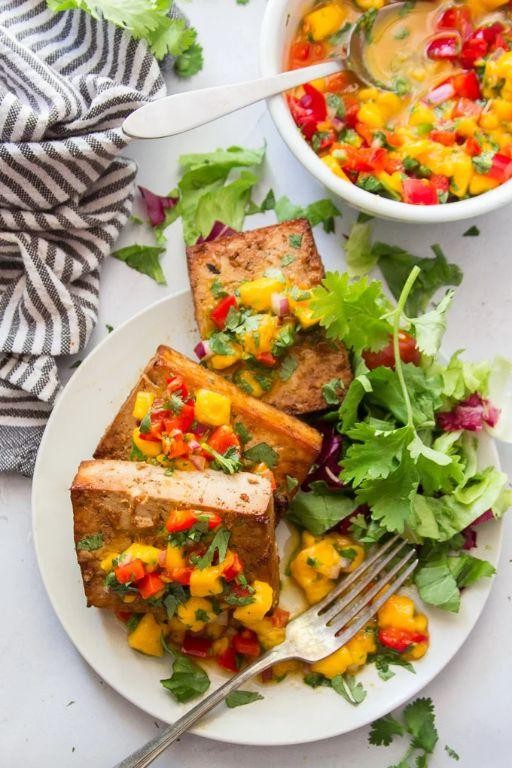 Healthy Grilled Tofu with Mango Salsa