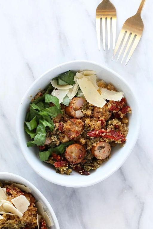 Healthy Ground Chicken Sausage and Quinoa Bowl