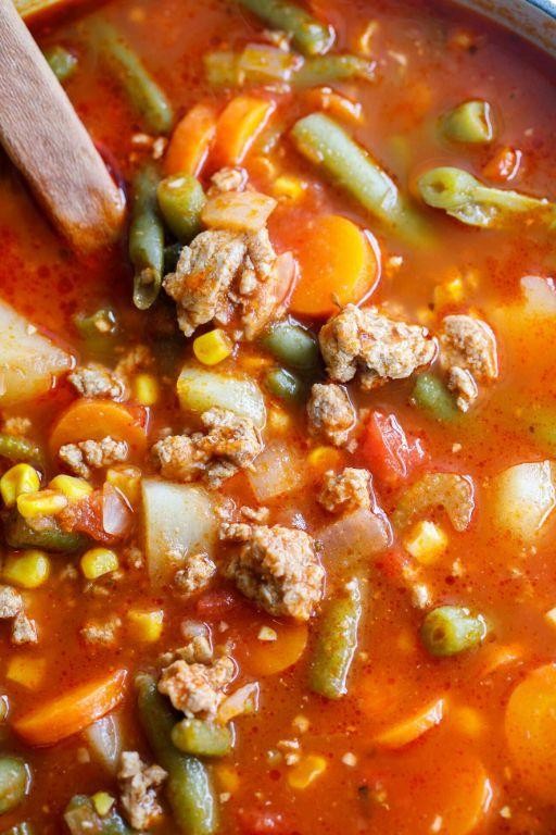 Healthy Ground Turkey and Vegetable Slow Cooker Soup