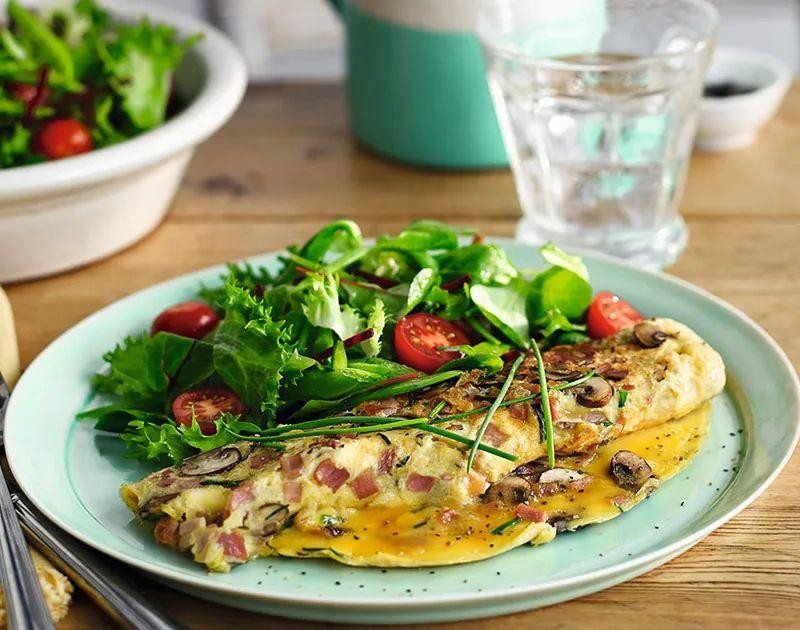 Healthy Ham and Mushroom Omelette