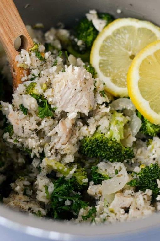 Healthy Lemon Herb Chicken and Rice Crock Pot Meal