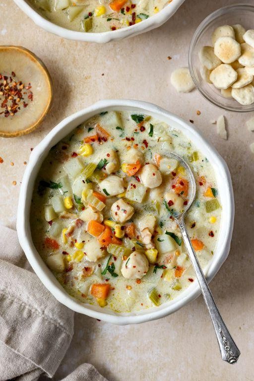 Healthy Scallop Chowder with Coconut Milk