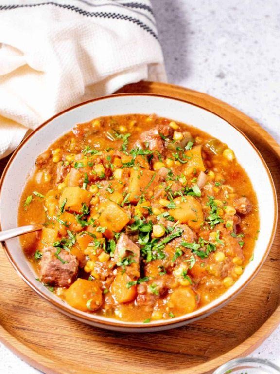 Hearty Crockpot Sweet Potato and Beef Stew