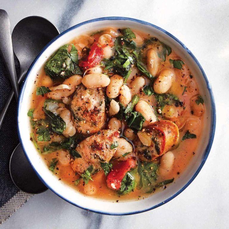 Hearty Crockpot White Bean and Spinach Stew