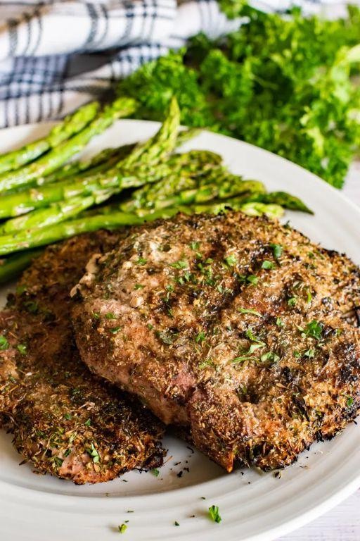 Herb Crusted Thick Cut Pork Chops