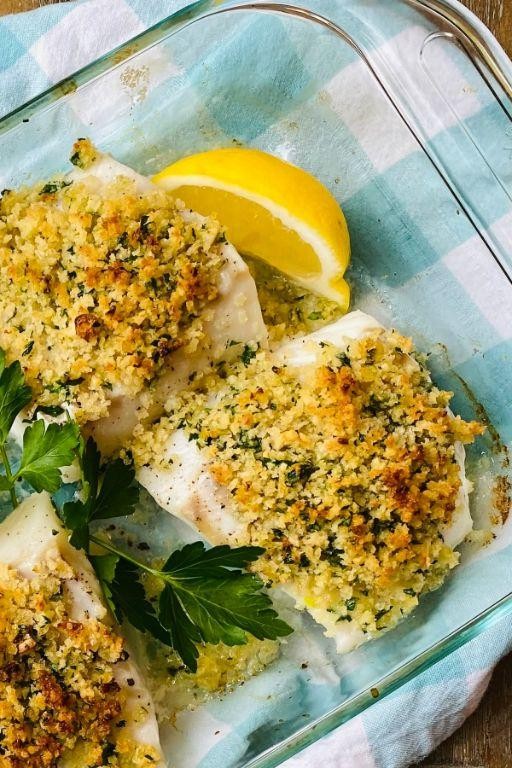 Herbed Breadcrumb Baked Cod