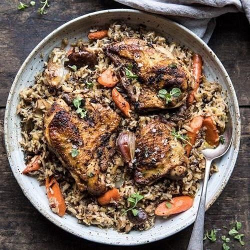 Herbed Chicken and Rice Crock Pot with Almonds