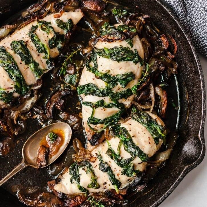 Honey Goat Cheese and Spinach Stuffed Chicken
