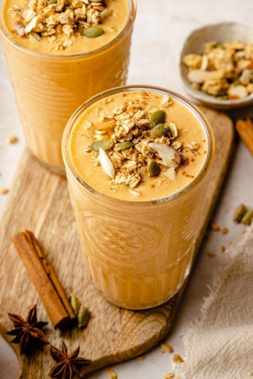 Honey Nut Squash Smoothie with Banana and Almond Butter
