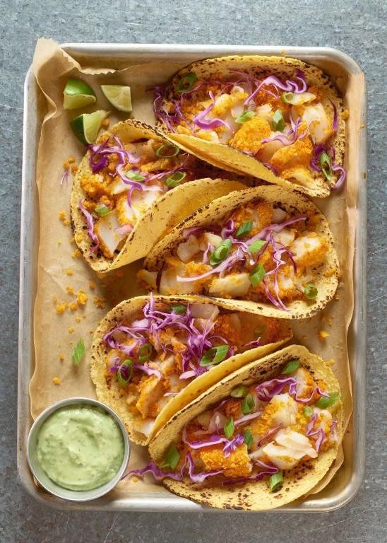 Hot Cheeto Crusted Fish Tacos