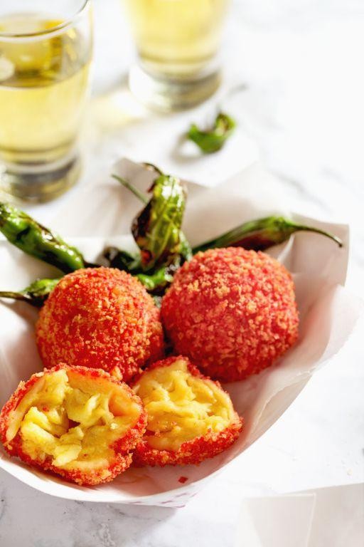 Hot Cheeto Crusted Fried Mozzarella Balls