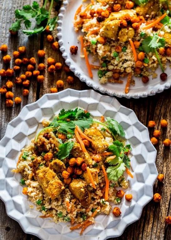 Indian Masala Cauliflower Rice with Chickpeas