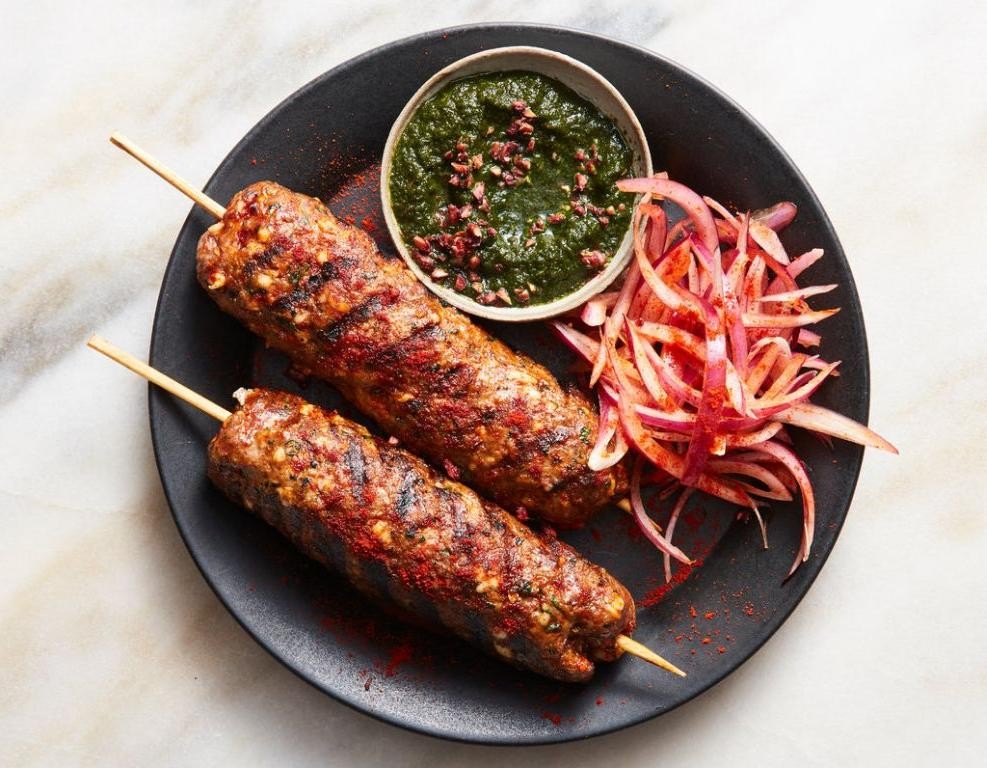 Indian Spiced Lamb Kabobs with Mint Chutney