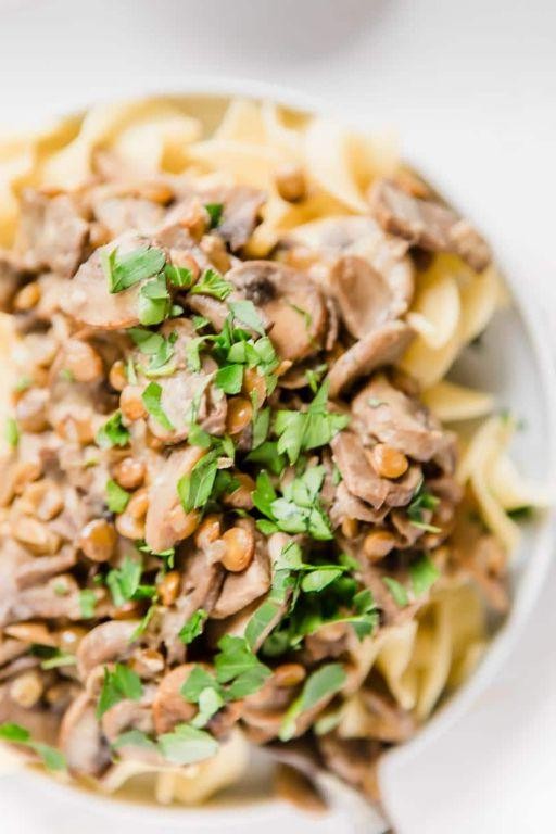 Instant Pot Lentil and Mushroom Stroganoff