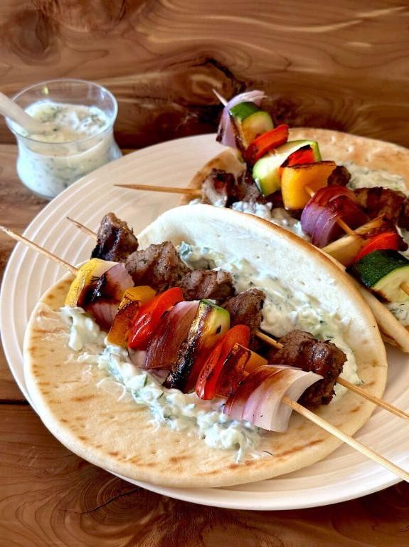 Jerk Kangaroo Kebabs with Tzatziki