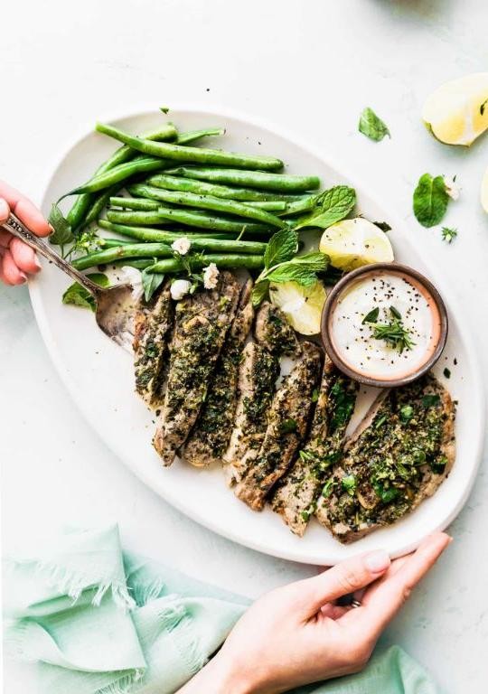 Jerk Lamb Chops with Mint Yogurt Sauce