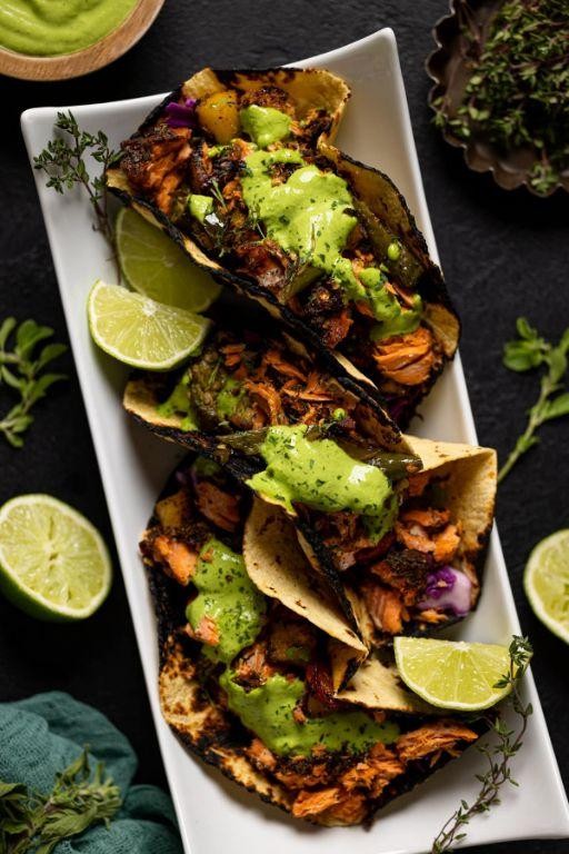 Jerk Salmon with Avocado Crema