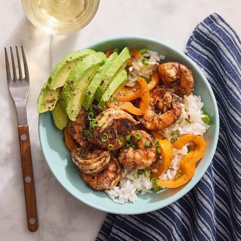 Jerk Shrimp Skewers with Coconut Rice