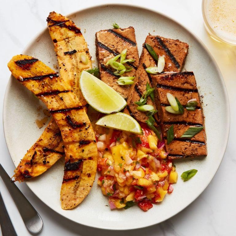 Jerk Tofu with Grilled Vegetables