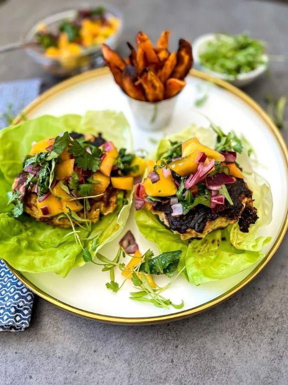 Jerk Turkey Burgers with Sweet Potato Fries