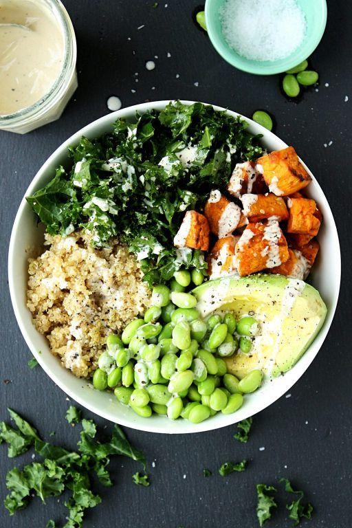 Kale and Quinoa Buddha Bowl with Tahini Dressing