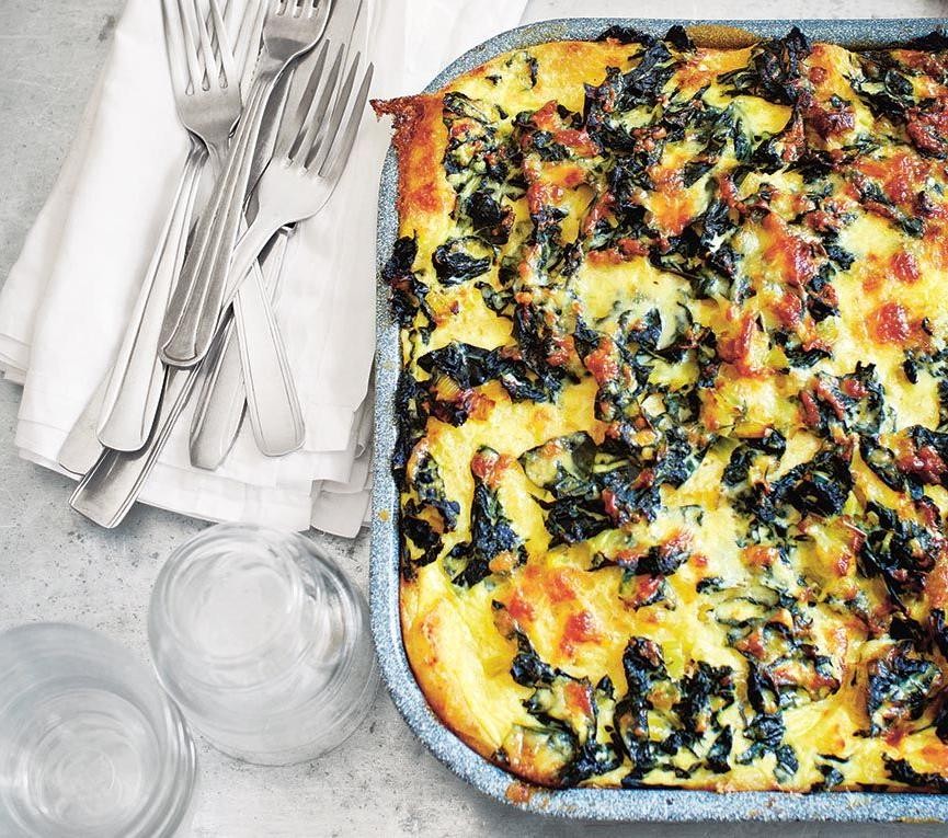 Kale and Ricotta Savory Bread Pudding