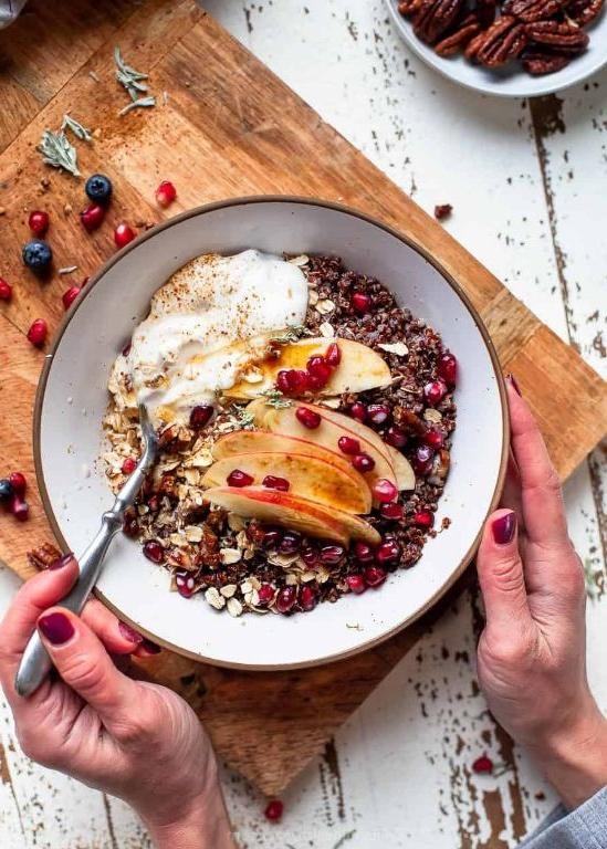 Kamut and Apple Grain Bowl with Cinnamon