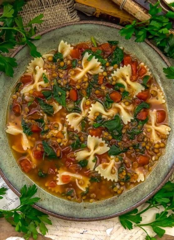 Kasha and Lentil Soup with Kale