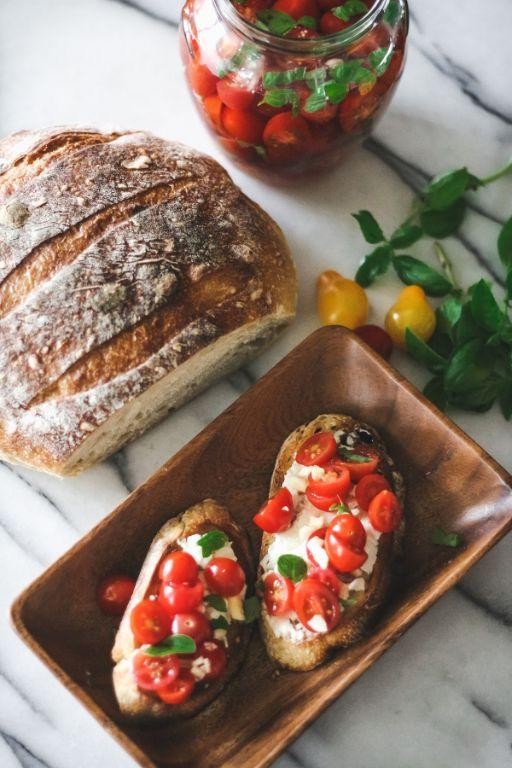 Kefir Cheese and Tomato Bruschetta