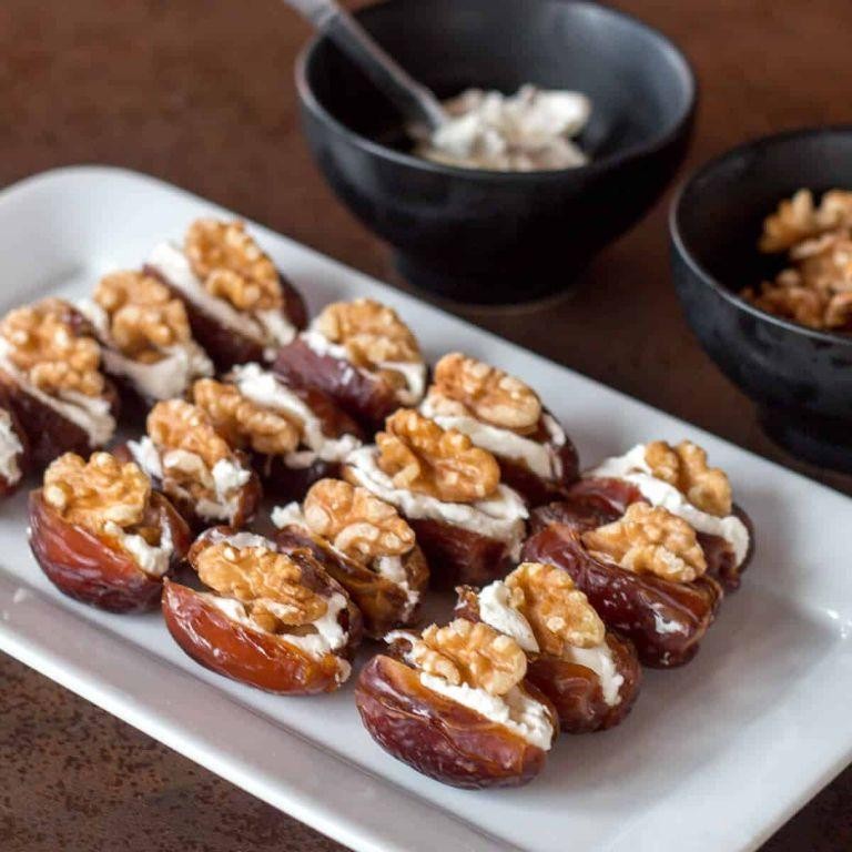 Kefir Cheese and Walnut Stuffed Dates