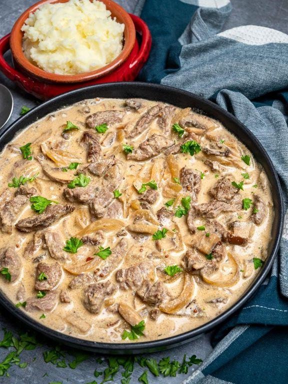Keto Beef Stroganoff with Steak Strips